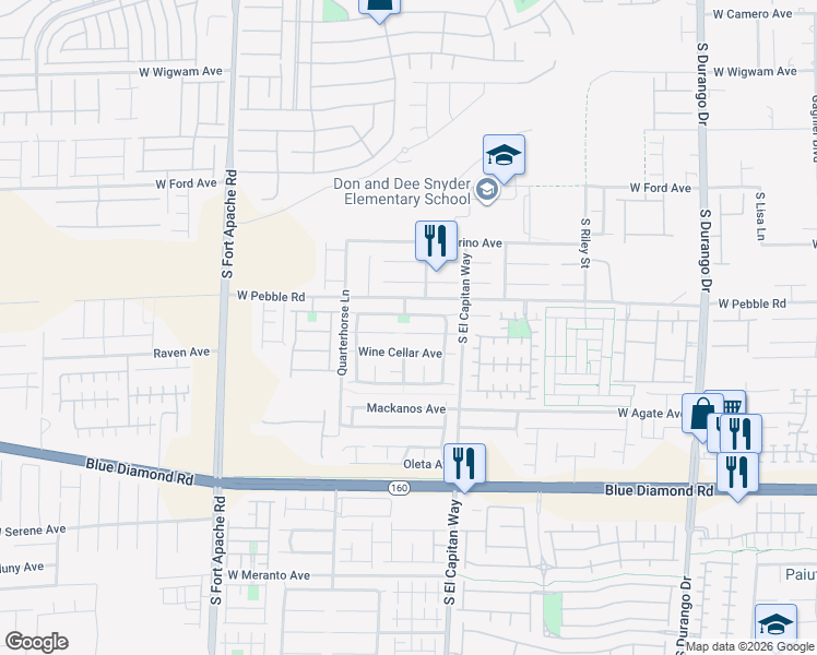 map of restaurants, bars, coffee shops, grocery stores, and more near 9068 Toast Avenue in Las Vegas