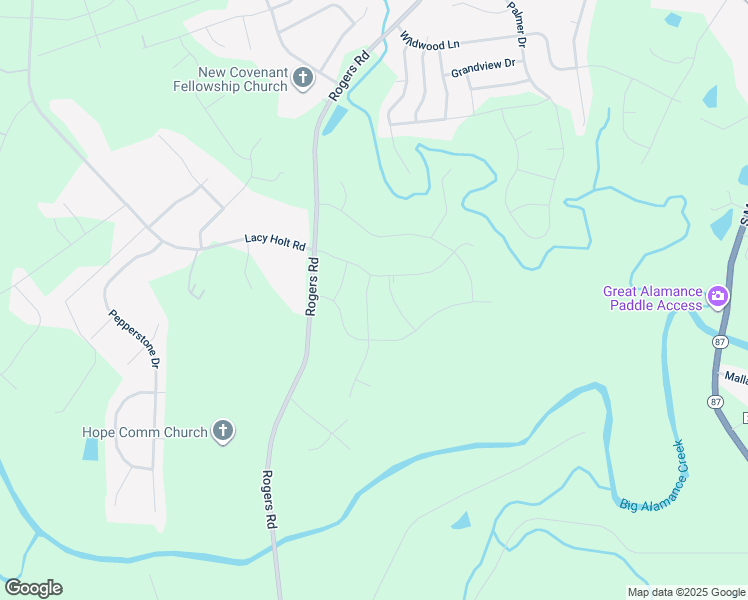 map of restaurants, bars, coffee shops, grocery stores, and more near 2529 Sunfield Drive in Graham