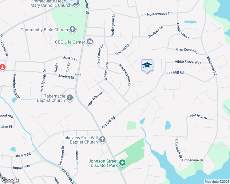map of restaurants, bars, coffee shops, grocery stores, and more near 3603 Blairwood Street in High Point