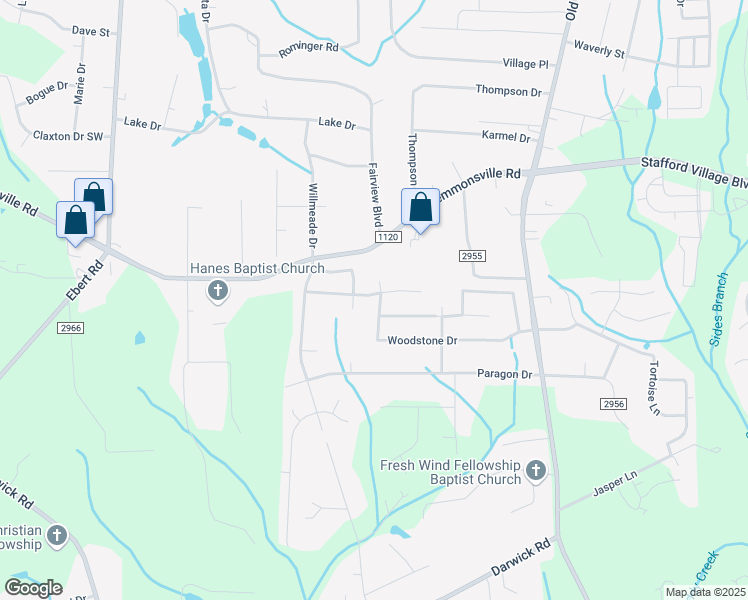 map of restaurants, bars, coffee shops, grocery stores, and more near 2710 Pine Cove Drive Southwest in Winston-Salem