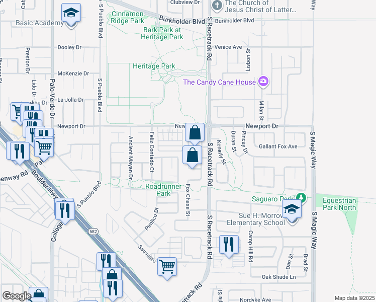 map of restaurants, bars, coffee shops, grocery stores, and more near 941 Medina De Leon Avenue in Henderson