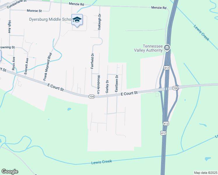 map of restaurants, bars, coffee shops, grocery stores, and more near 112 Gurley Drive in Dyersburg