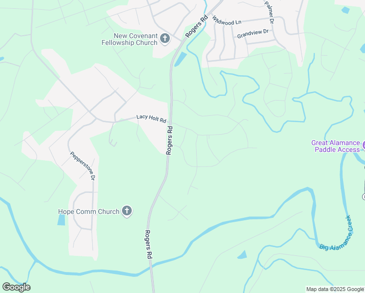 map of restaurants, bars, coffee shops, grocery stores, and more near 2401 Kress Drive in Graham