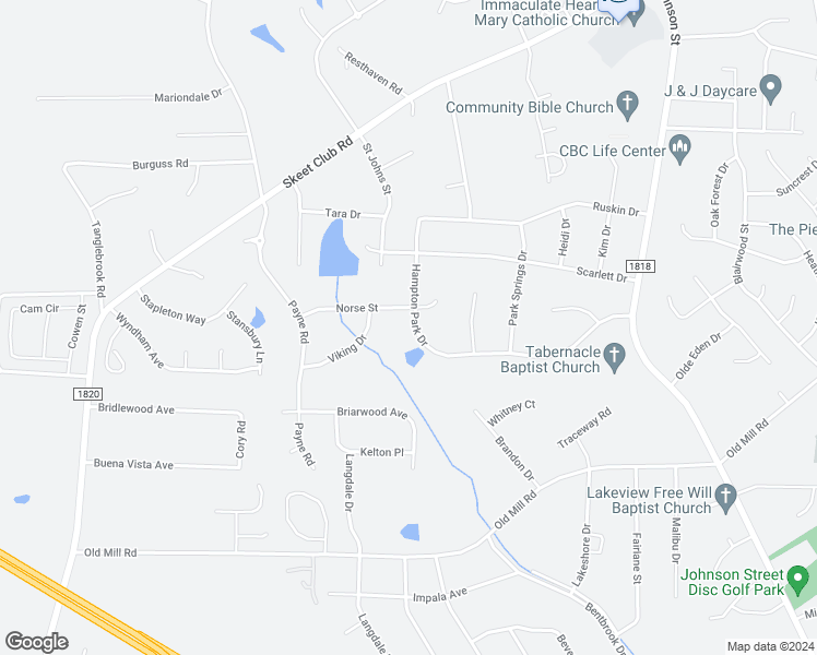 map of restaurants, bars, coffee shops, grocery stores, and more near 1128 Hampton Park Drive in High Point