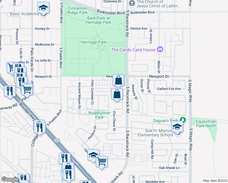 map of restaurants, bars, coffee shops, grocery stores, and more near 941 Medina De Leon Avenue in Henderson