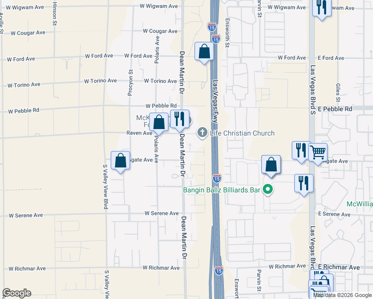 map of restaurants, bars, coffee shops, grocery stores, and more near 9060 Dean Martin Drive in Las Vegas