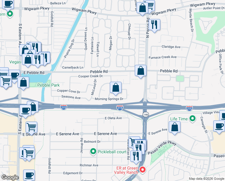 map of restaurants, bars, coffee shops, grocery stores, and more near 9014 Sierra Palms Way in Henderson