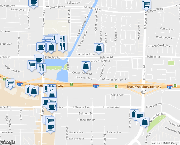 map of restaurants, bars, coffee shops, grocery stores, and more near 9030 Firebrand Court in Henderson