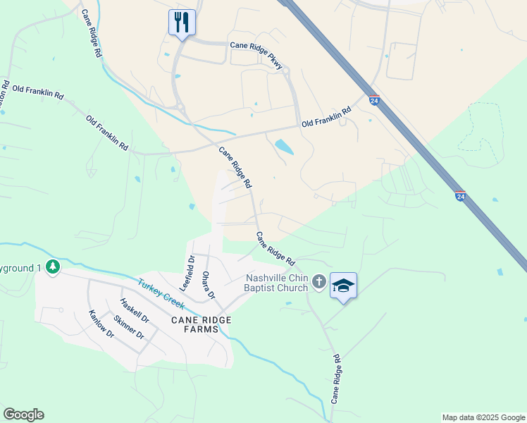 map of restaurants, bars, coffee shops, grocery stores, and more near 3180 Old Franklin Road in Nashville