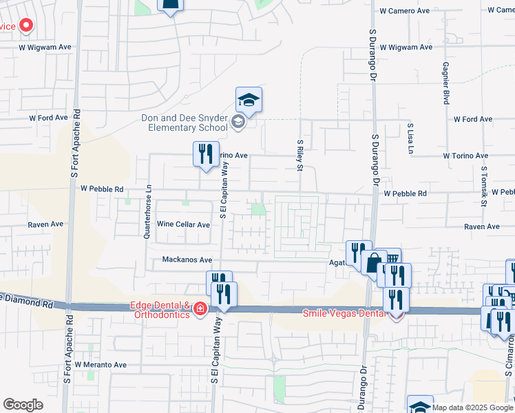 map of restaurants, bars, coffee shops, grocery stores, and more near 8889 South Carradori Avenue in Las Vegas