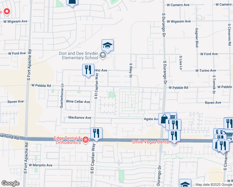 map of restaurants, bars, coffee shops, grocery stores, and more near 8889 South Carradori Avenue in Las Vegas