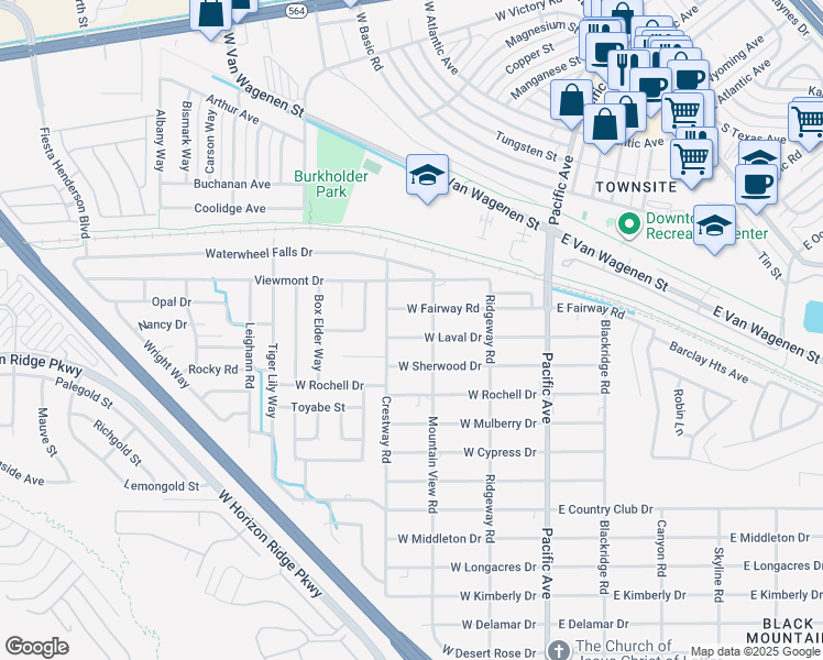 map of restaurants, bars, coffee shops, grocery stores, and more near 260 West Laval Drive in Henderson