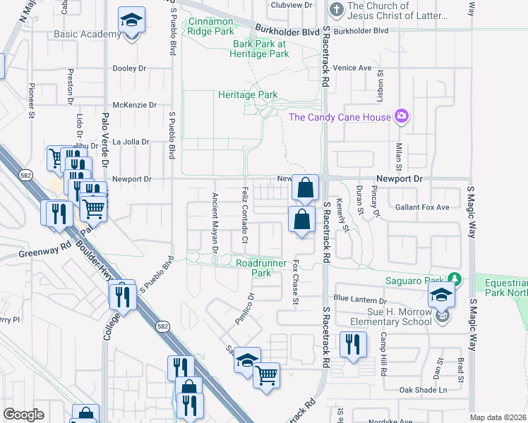 map of restaurants, bars, coffee shops, grocery stores, and more near 906 Elegant Coral Avenue in Henderson