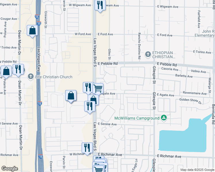 map of restaurants, bars, coffee shops, grocery stores, and more near 9000 South Las Vegas Boulevard in Las Vegas