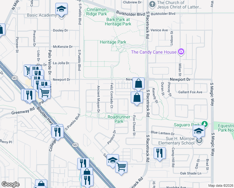 map of restaurants, bars, coffee shops, grocery stores, and more near 900 Elegant Coral Avenue in Henderson