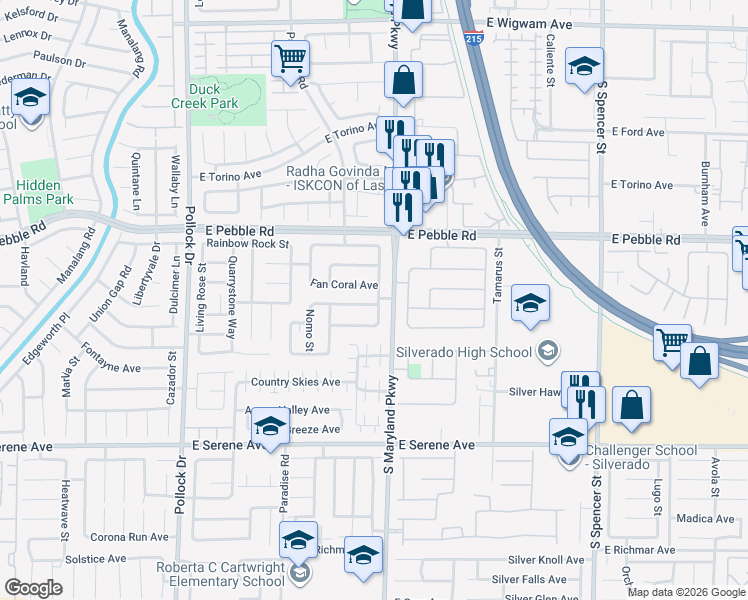 map of restaurants, bars, coffee shops, grocery stores, and more near 1184 Desert Shale Avenue in Las Vegas