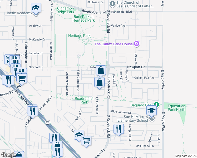 map of restaurants, bars, coffee shops, grocery stores, and more near 949 Medina De Leon Avenue in Henderson