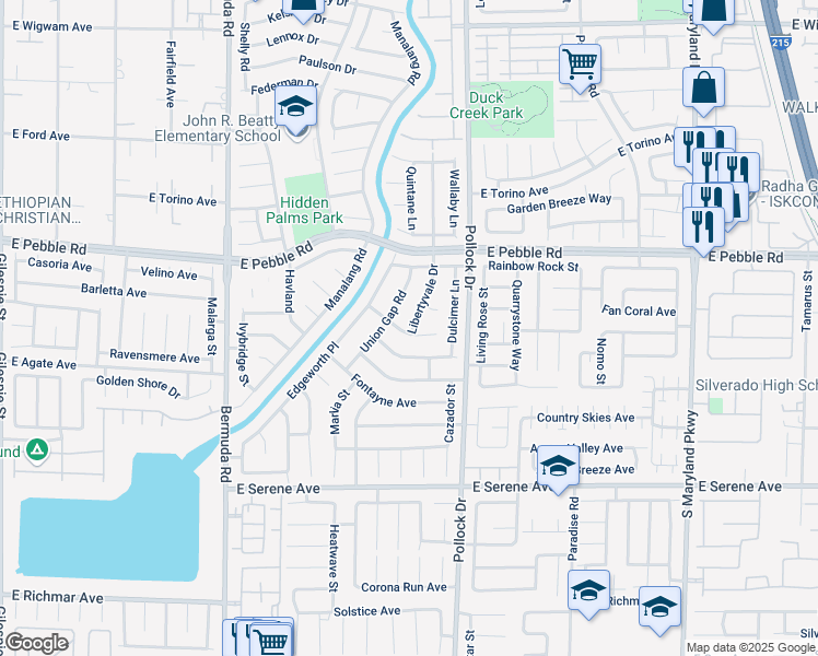 map of restaurants, bars, coffee shops, grocery stores, and more near 688 Gull Point Avenue in Las Vegas