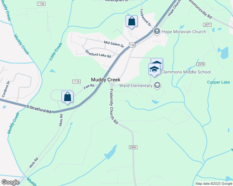 map of restaurants, bars, coffee shops, grocery stores, and more near 3757 Fraternity Church Road in Winston-Salem