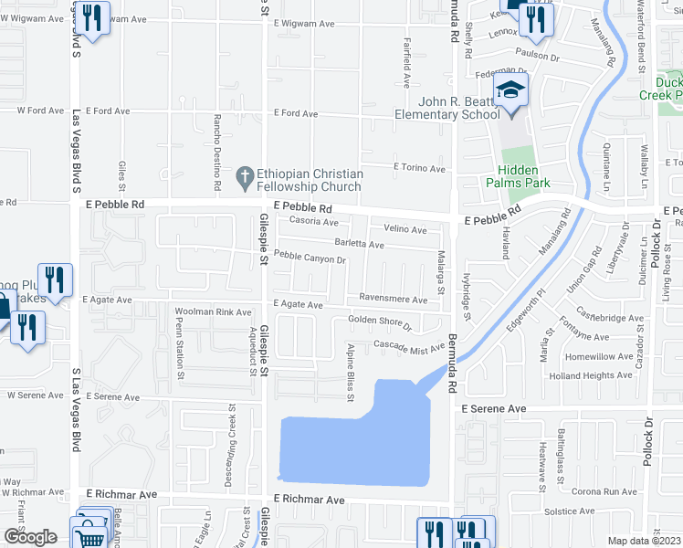 map of restaurants, bars, coffee shops, grocery stores, and more near 9055 Hunting Arrow Street in Las Vegas