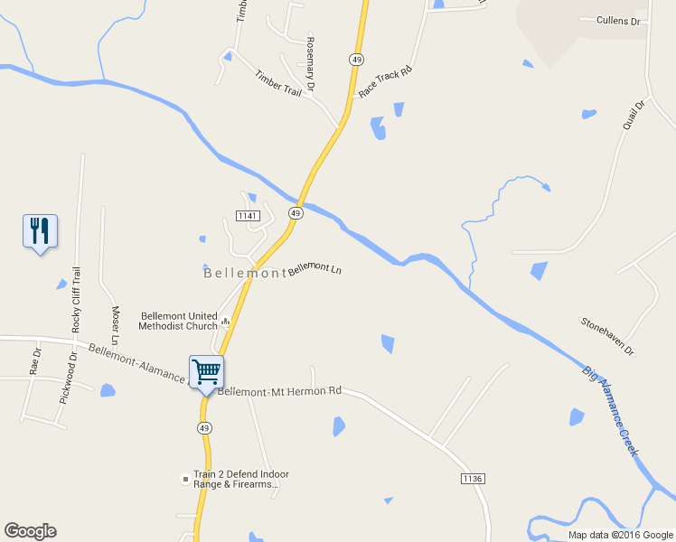 map of restaurants, bars, coffee shops, grocery stores, and more near 2519 Bellemont Lane in Burlington
