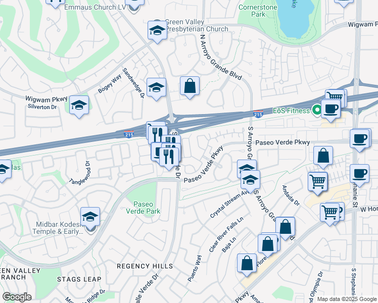 map of restaurants, bars, coffee shops, grocery stores, and more near 1794 Tanner Circle in Henderson