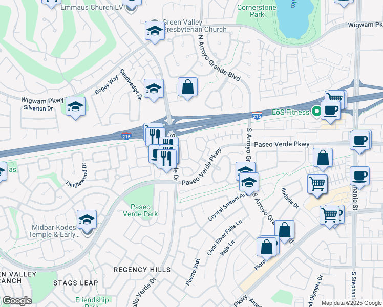 map of restaurants, bars, coffee shops, grocery stores, and more near 1795 Tanner Circle in Henderson