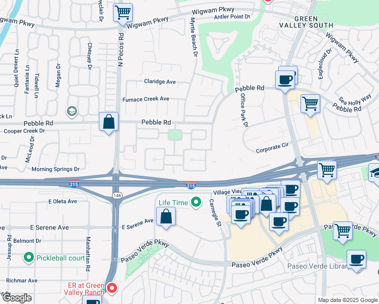 map of restaurants, bars, coffee shops, grocery stores, and more near 2421 Tottingham Road in Henderson