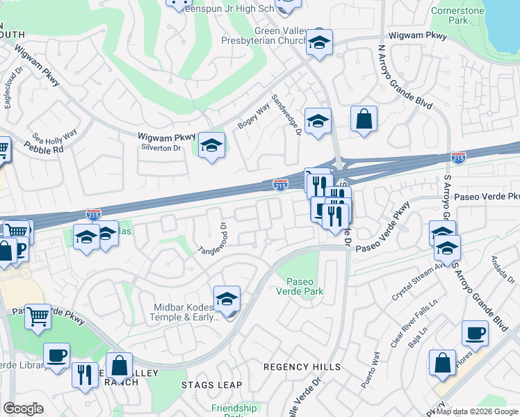 map of restaurants, bars, coffee shops, grocery stores, and more near 1904 Cardinal Point Street in Henderson