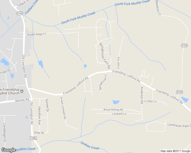 map of restaurants, bars, coffee shops, grocery stores, and more near 7597 Friendship Ledford Road in Winston-Salem