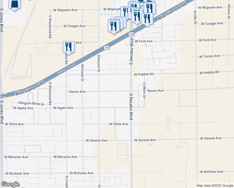 map of restaurants, bars, coffee shops, grocery stores, and more near 5085 Raven Avenue in Las Vegas