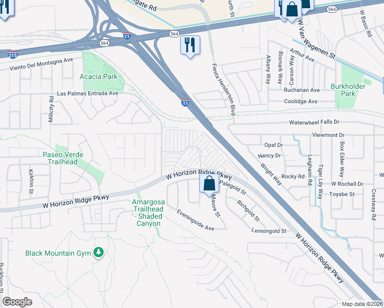 map of restaurants, bars, coffee shops, grocery stores, and more near 63 Brown Swallow Way in Henderson