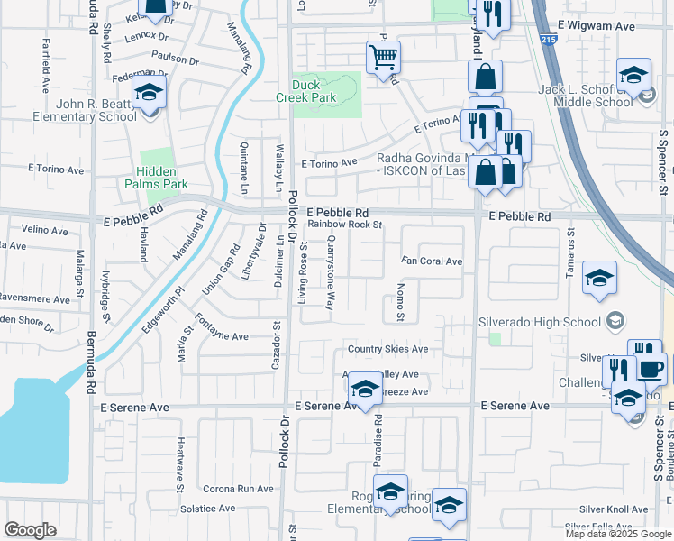 map of restaurants, bars, coffee shops, grocery stores, and more near 9076 Quarrystone Way in Las Vegas