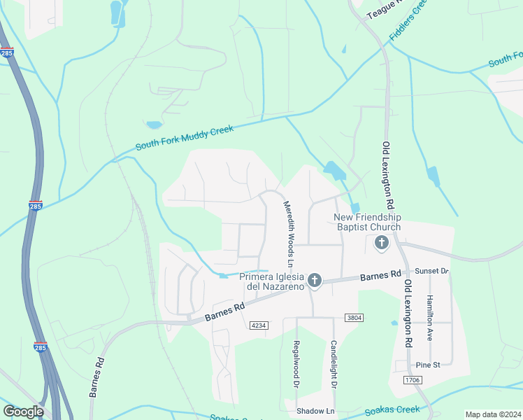 map of restaurants, bars, coffee shops, grocery stores, and more near 4170 Mae-Len Drive in Winston-Salem