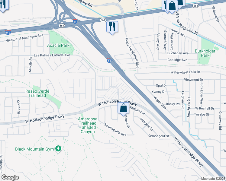 map of restaurants, bars, coffee shops, grocery stores, and more near 63 Brown Swallow Way in Henderson