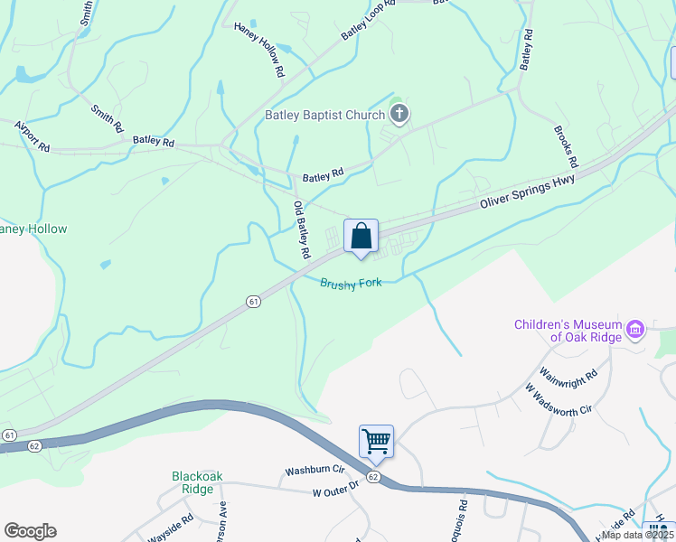 map of restaurants, bars, coffee shops, grocery stores, and more near 2139 Oliver Springs Highway in Clinton
