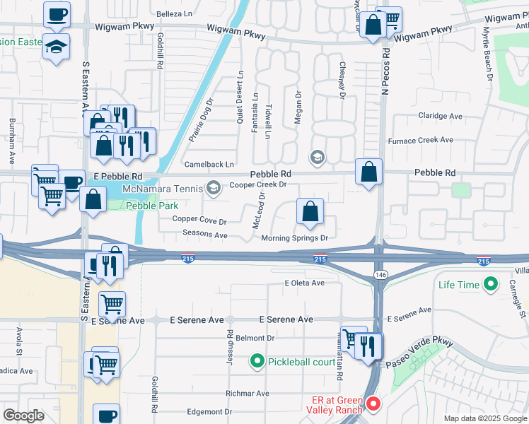 map of restaurants, bars, coffee shops, grocery stores, and more near 9010 McLeod Drive in Henderson