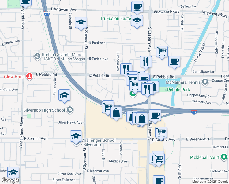 map of restaurants, bars, coffee shops, grocery stores, and more near 2050 Jasper Creek Place in Las Vegas