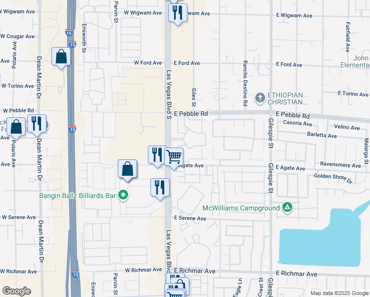 map of restaurants, bars, coffee shops, grocery stores, and more near 9000 South Las Vegas Boulevard in Las Vegas
