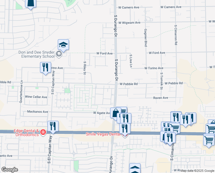 map of restaurants, bars, coffee shops, grocery stores, and more near 8985 South Durango Drive in Las Vegas