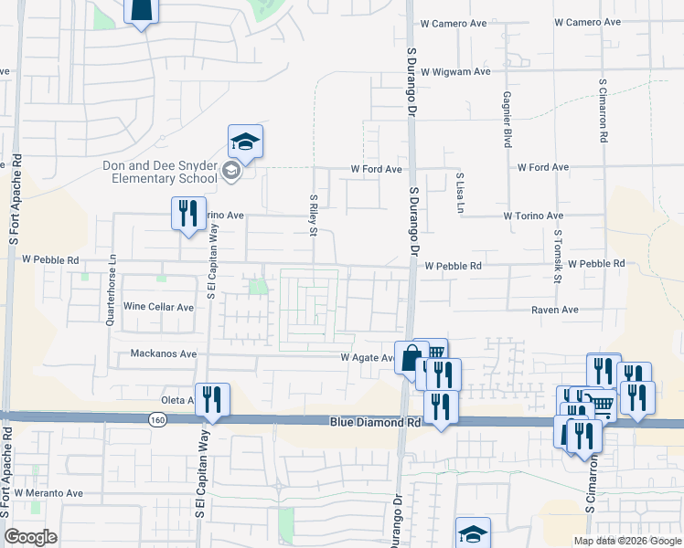 map of restaurants, bars, coffee shops, grocery stores, and more near 8985 South Durango Drive in Las Vegas