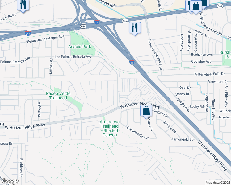 map of restaurants, bars, coffee shops, grocery stores, and more near 180 White Butte Street in Henderson