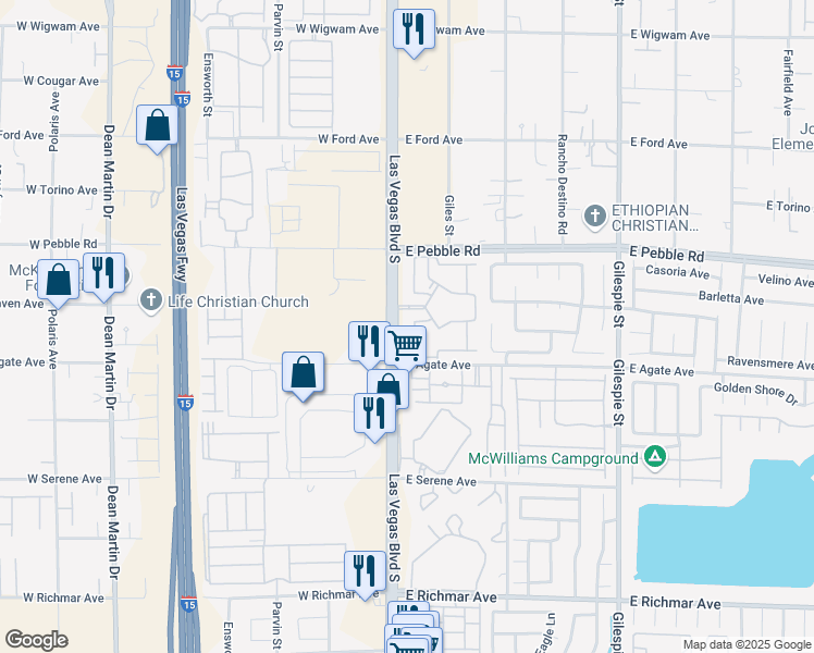 map of restaurants, bars, coffee shops, grocery stores, and more near 9000 South Las Vegas Boulevard in Las Vegas