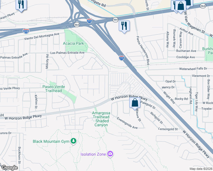 map of restaurants, bars, coffee shops, grocery stores, and more near 185 White Butte Street in Henderson