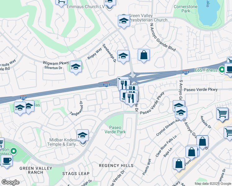 map of restaurants, bars, coffee shops, grocery stores, and more near 1832 Poetic Valley Circle in Henderson