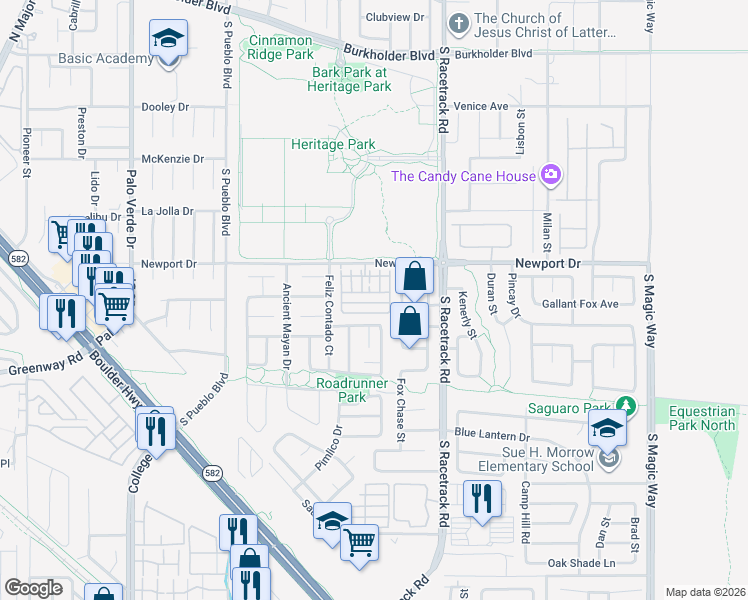 map of restaurants, bars, coffee shops, grocery stores, and more near 916 Twinkling Sky Avenue in Henderson
