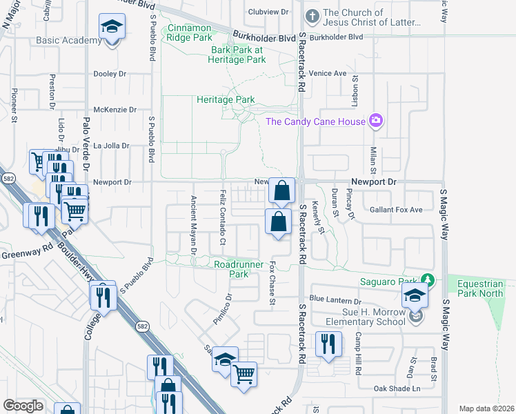 map of restaurants, bars, coffee shops, grocery stores, and more near 920 Twinkling Sky Avenue in Henderson