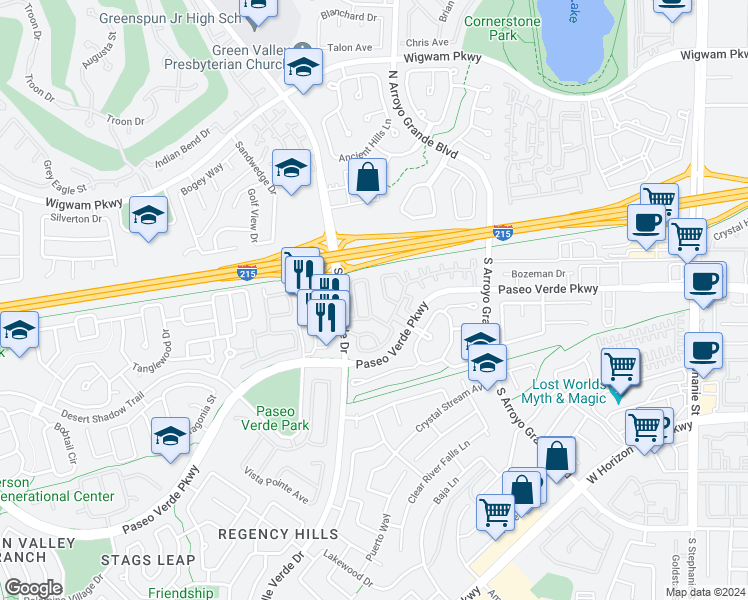 map of restaurants, bars, coffee shops, grocery stores, and more near 1791 Tanner Circle in Henderson