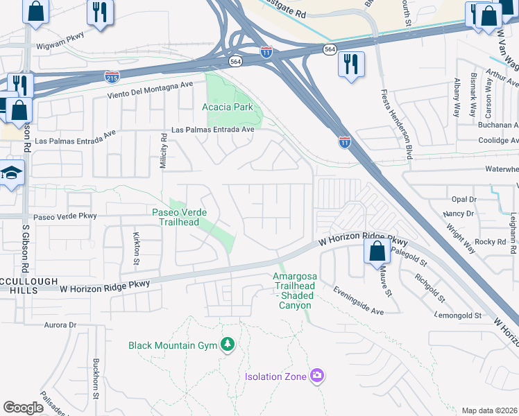 map of restaurants, bars, coffee shops, grocery stores, and more near 637 Wind Cave Court in Henderson