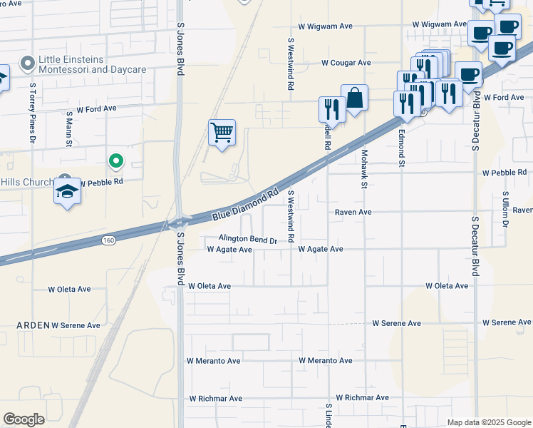 map of restaurants, bars, coffee shops, grocery stores, and more near 9000 Winchester Ridge Street in Las Vegas